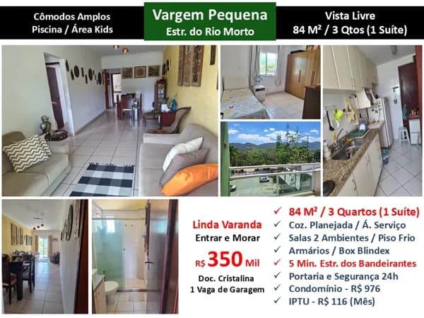 Apto Vargem Pequena Rio Morto 84M²