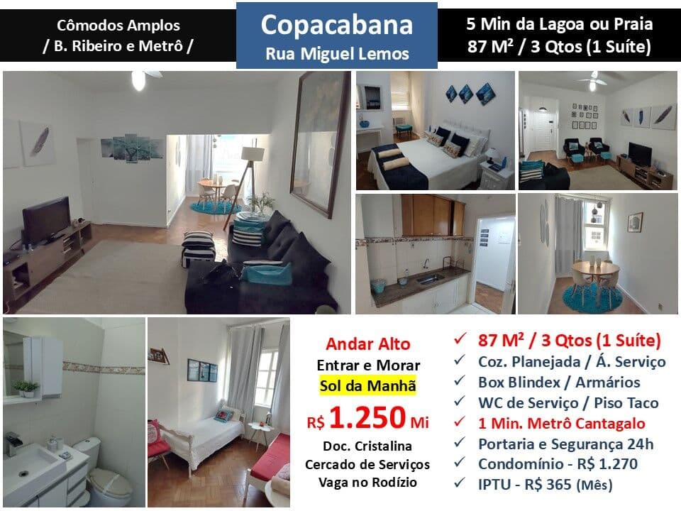 Apto Copacabana Miguel Lemos 87M²