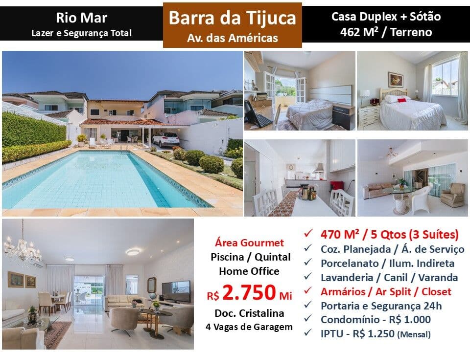 Casa Barra da Tijuca Rio Mar 470M²
