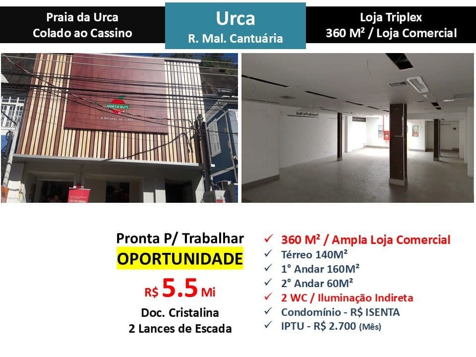 Loja Urca Marechal Cantuária 360M²