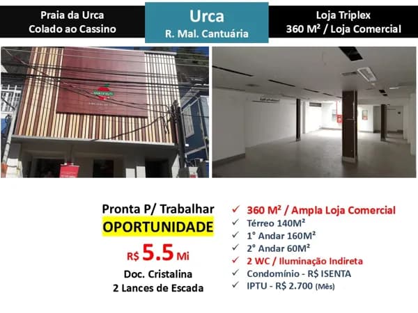 Loja Urca Marechal Cantuária 360M²