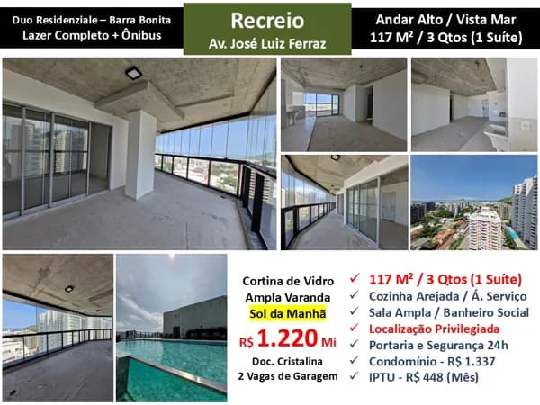 Apto Recreio Barra Bonita Duo Residenziale 117M²