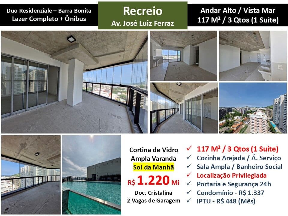 Apto Recreio Barra Bonita Duo Residenziale 117M²