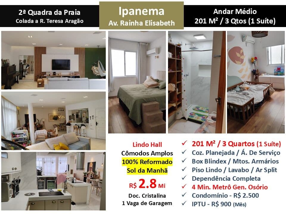 Apto Ipanema Rainha Elisabeth 201M²