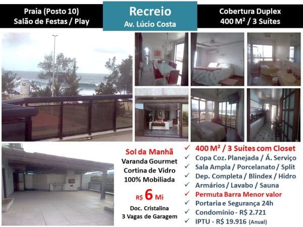 Cob Recreio Praia Lucio Costa 400M²