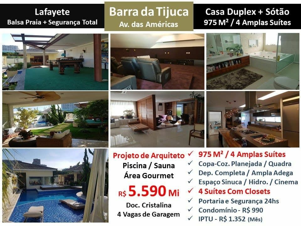 Casa Barra da Tijuca Lafayete 975M²