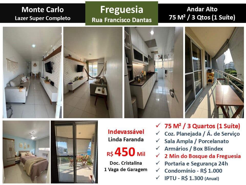 Apto JPA Freguesia Monte Carlo 75M²