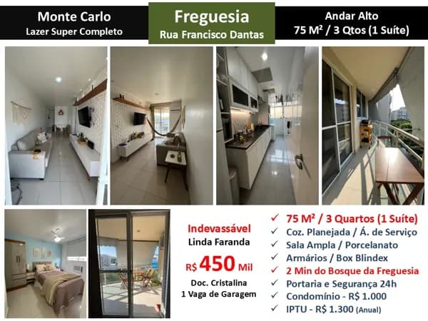 Apto JPA Freguesia Monte Carlo 75M²