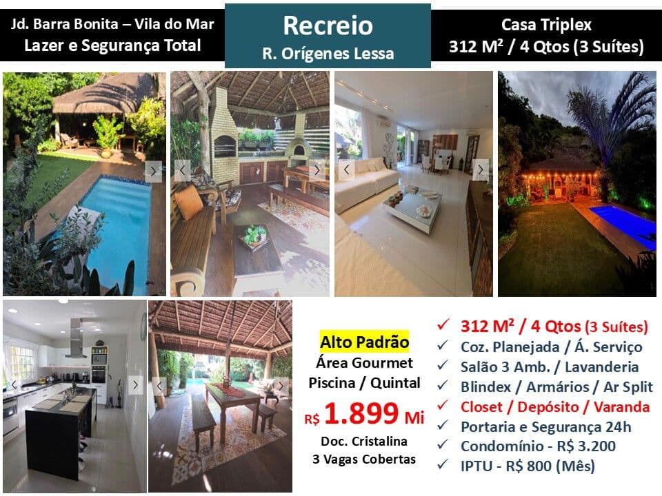 Casa Recreio Jardins de Barra Bonita Vila do Mar 312M²