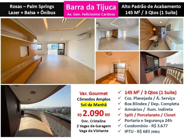 Apto Barra da Tijuca ROSAS Palm Springs 145M²