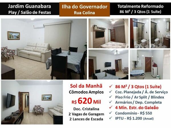 Apto Ilha do Governador Jardim Guanabara Colina 86M²