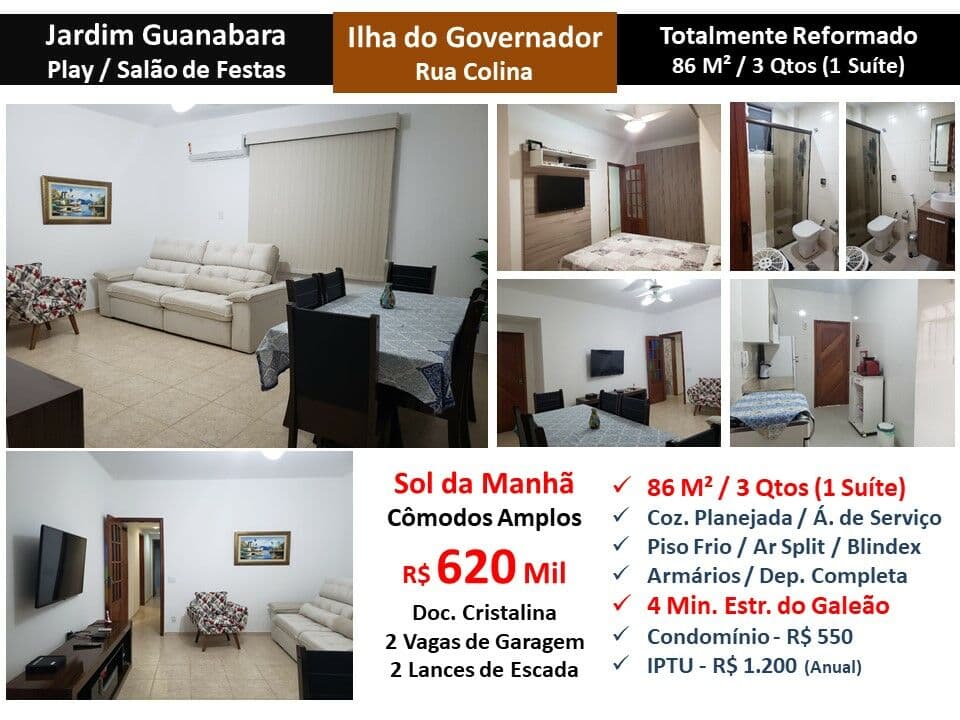 Apto Ilha do Governador Jardim Guanabara Colina 86M²