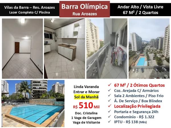 Apto Barra Olímpica Vilas da Barra Residencial Aroazes 67M²