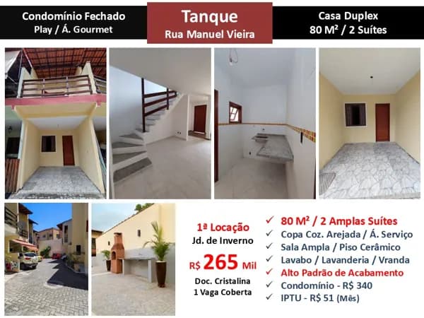 Casa JPA Tanque Manuel Vieira 80M²