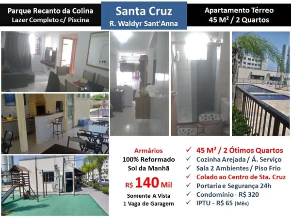 Apto Santa Cruz Parque Recanto da Colina 45M²