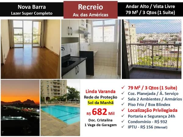 Apto Recreio Nova Barra 79M²