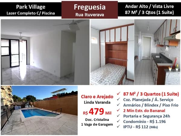 Apto JPA Freguesia Ituverava Park Village 87M²