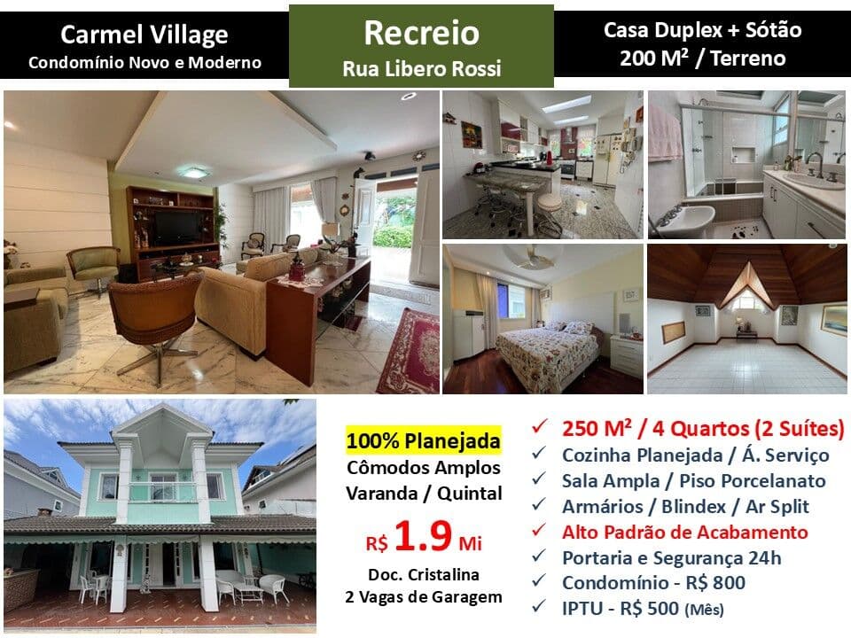 Casa Recreio Carmel Village 250M²