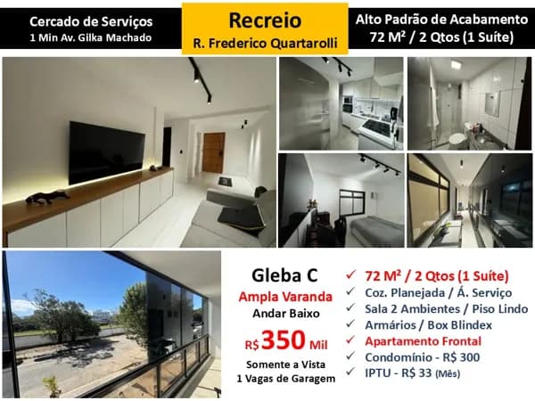 Apto Recreio Gleba C Frederico Quartarolli 72M²