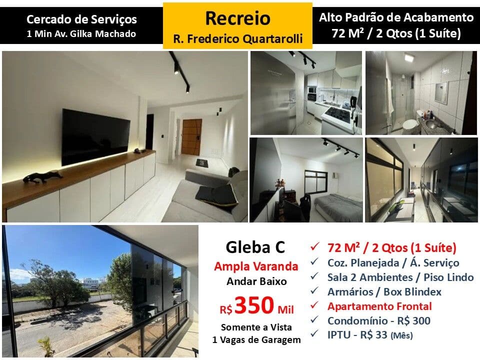 Apto Recreio Gleba C Frederico Quartarolli 72M²