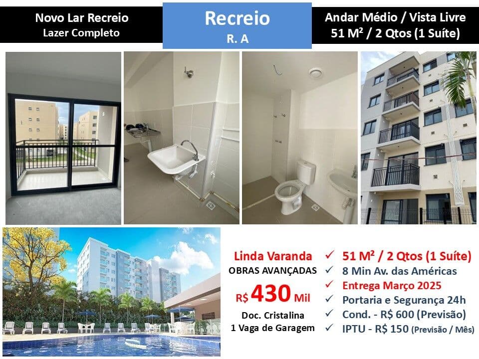 Apto Recreio Novo Lar Recreio 51M² 2