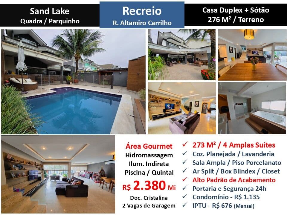 Casa Recreio Zico Sand Lake 273M²