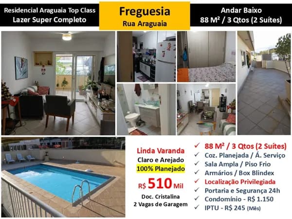 Apto JPA Freguesia Araguaia Top Class 88M²
