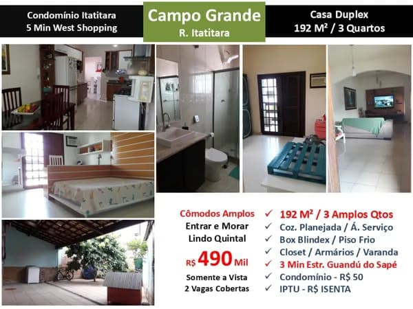 Casa Campo Grande Itatitara 192M²