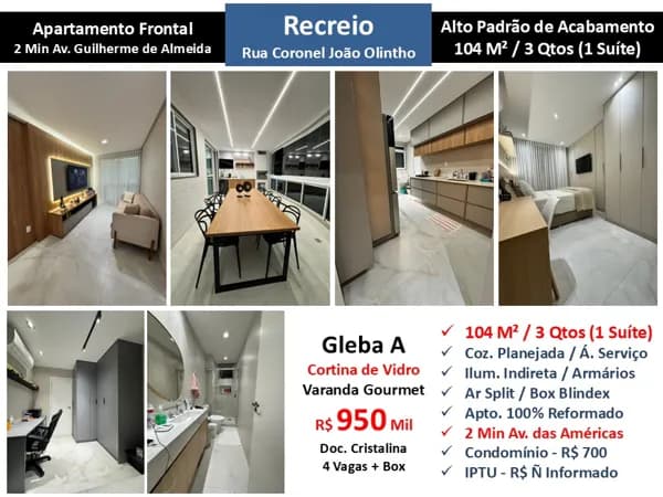 Apto Recreio Gleba A João Olintho 104M²