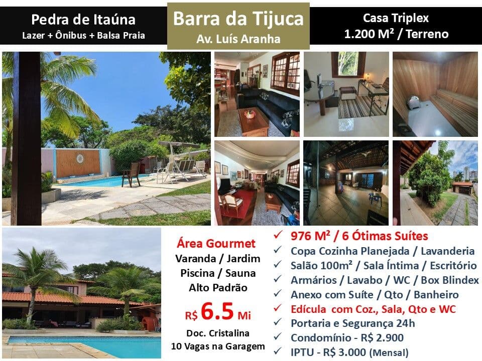 Casa Barra da Tijuca Pedra de Itaúna 976M²