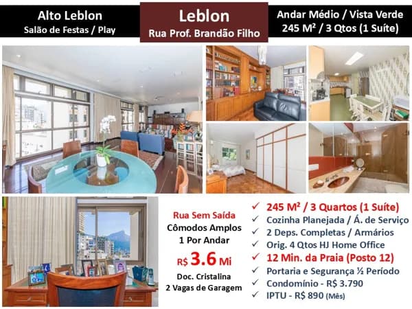 Apto Leblon Alto Leblon Brandão Filho 245M²