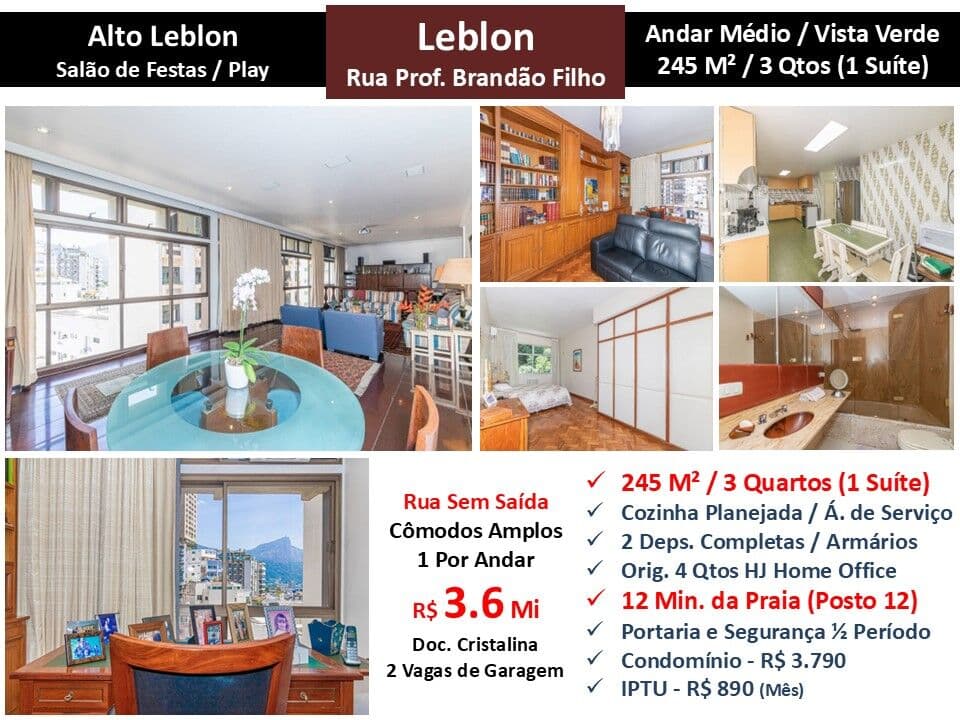 Apto Leblon Alto Leblon Brandão Filho 245M²