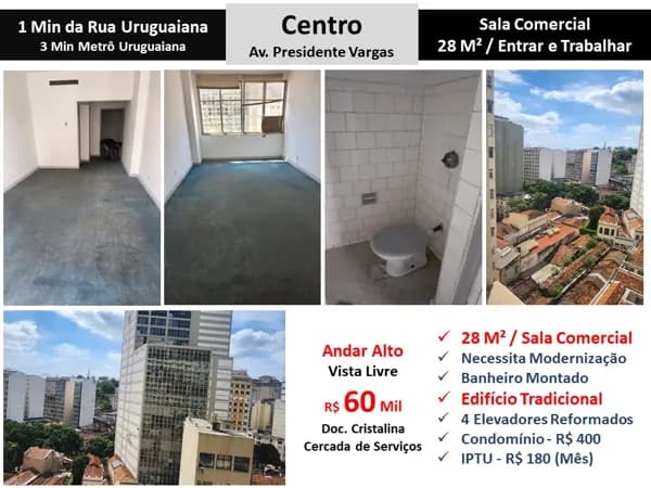 Sala Centro Presidente Vargas 28M²