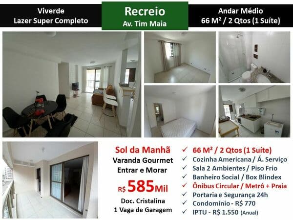 Apto Recreio Zico Viverde 66M² 2