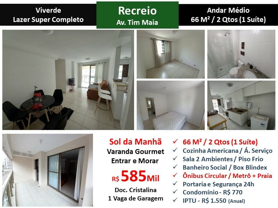 Apto Recreio Zico Viverde 66M² 2
