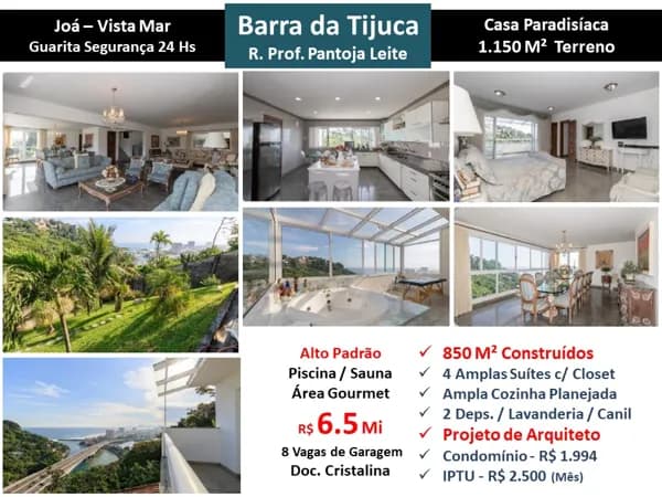 Casa Barra da Tijuca Joá Pantoja Leite 850M²
