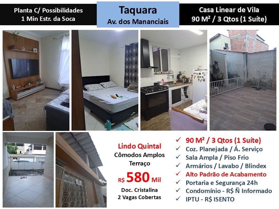 Casa JPA Taquara Mananciais 90M² Linear