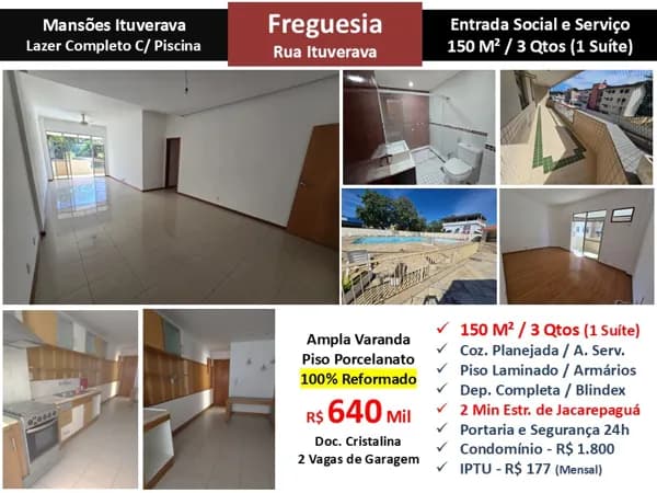 Apto JPA Freguesia Mansões Ituverava 150M²