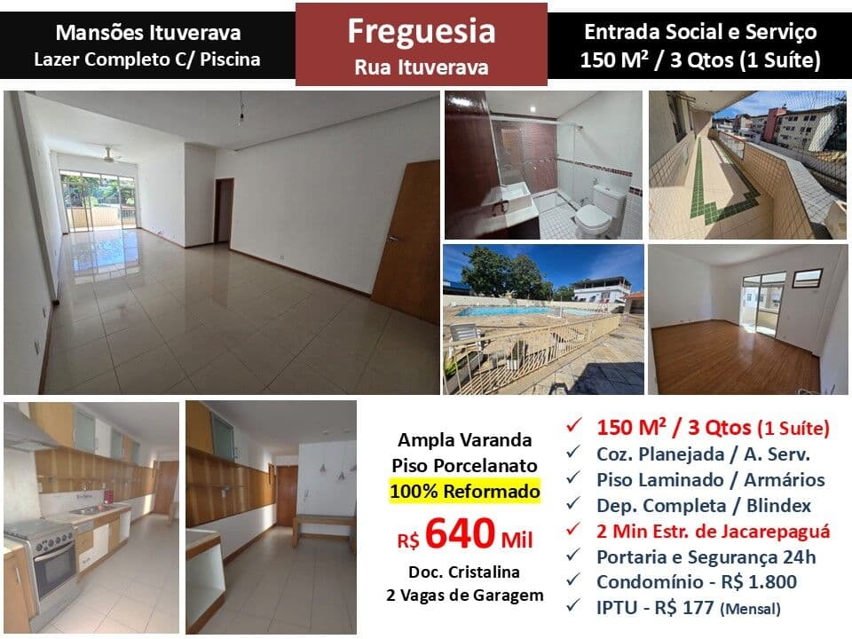 Apto JPA Freguesia Mansões Ituverava 150M²