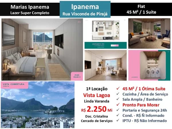 Apto Ipanema Visc. de Pirajá Marias Ipanema 45M²