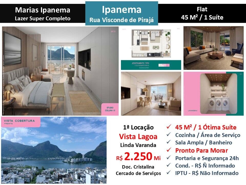 Apto Ipanema Visc. de Pirajá Marias Ipanema 45M²