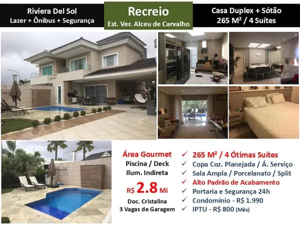 Casa Recreio Riviera Del Sol 265M²