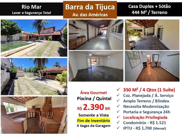 Casa Barra da Tijuca Rio Mar 350M²
