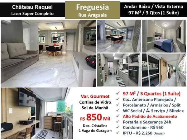 Apto JPA Freguesia Araguaia Chateau Raquel 97M²