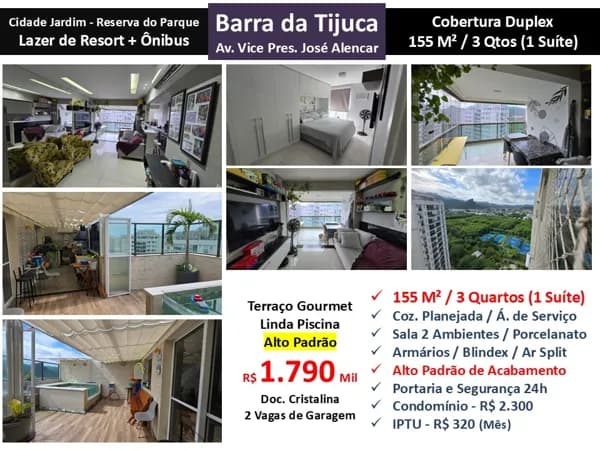 Cob Barra da Tijuca Cidade Jardim Reserva do Parque 155M²