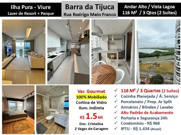 Apto Barra da Tijuca Ilha Pura Viure 116M²