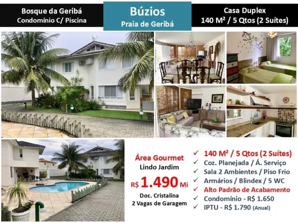 Casa Búzios Bosque da Geribá 140M²