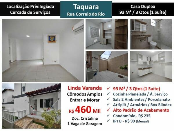 Casa JPA Taquara Correio do Rio 93M²