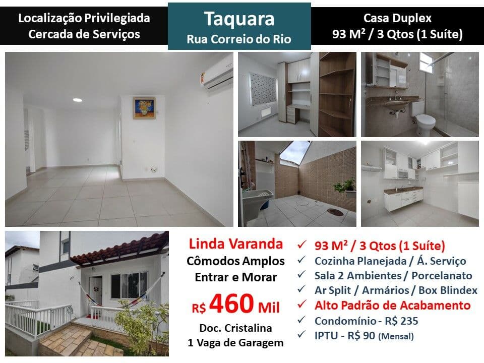 Casa JPA Taquara Correio do Rio 93M²