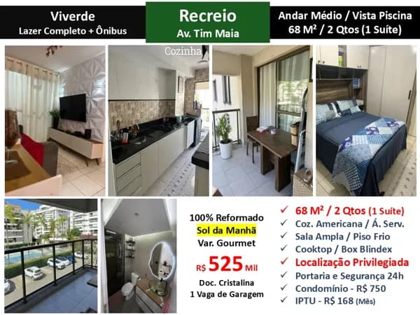 Apto Recreio Zico Viverde 68M²